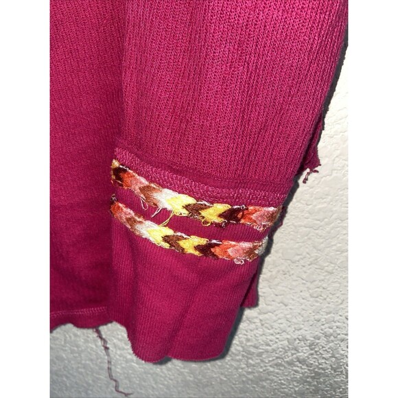 Free People Thermal Henley waffle Aztec Shirt L Pink Western boho hippie - Picture 4 of 10